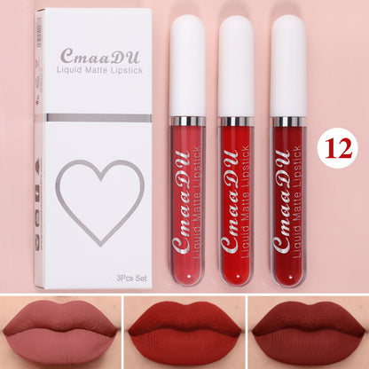 3pcs Matte Liquid Lipstick Set Transfer Proof Long Lasting Non-Sticky Lip Gloss