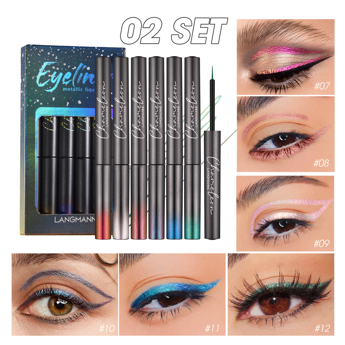 6-Color Glitter Eyeliner Gift Set - Quick-Dry, Waterproof Party Makeup for Women
