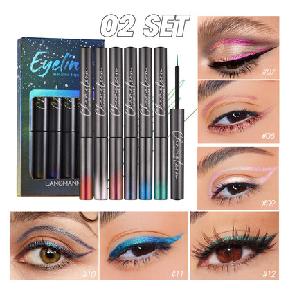 6-Color Glitter Eyeliner Gift Set - Quick-Dry, Waterproof Party Makeup for Women