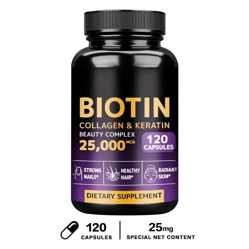 Biotin Collagen Keratin Capsules for Hair Strength and Nail Health Support