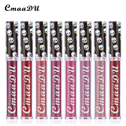 Laser Skull Lip Gloss - Metallic Shimmer, Glitter Lipstick, Party Makeup Purple