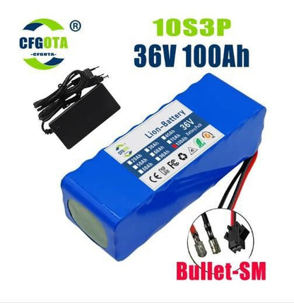 36V 100Ah Li-ion Battery Pack with BMS for 250W-500W Electric Scooter E-Bike