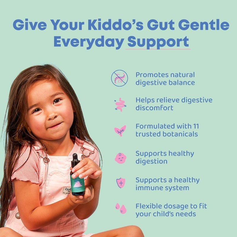 Kids Herbal Digestive Drops with Black Walnut Extract, Alcohol-Free & Raspberry