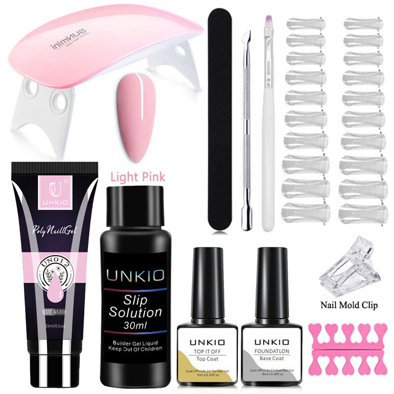 Poly Nail Gel Set to Extension Acrylic Crystal Fingertips with ToolsKit Manicure