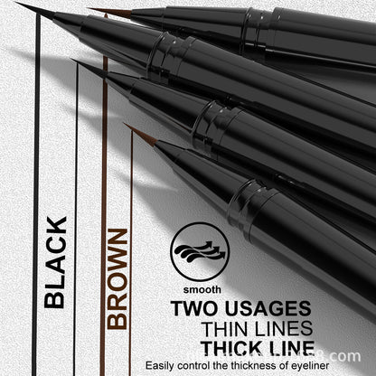 2-Color Liquid Eyeliner - Waterproof, Quick-Dry, Smudge-Proof Makeup for Women