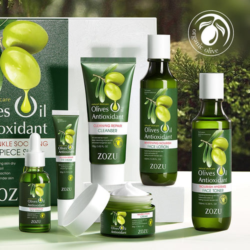 Olive Anti-Aging Korean Skincare Set 6pc Hydrating Facial Care Toner Cleanser