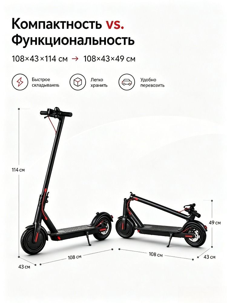 Электросамокат M365, 36V 350W, складной для взрослых, аккумулятор 4000-7800 мАч, запас хода до 30 км, портативный