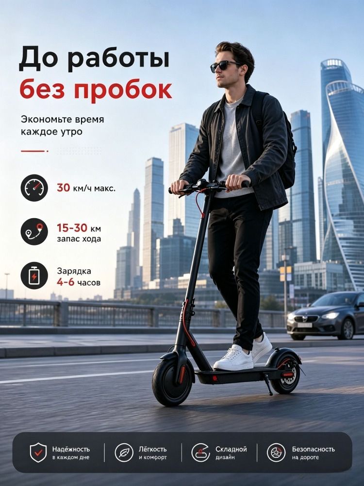 Электросамокат M365, 36V 350W, складной для взрослых, аккумулятор 4000-7800 мАч, запас хода до 30 км, портативный