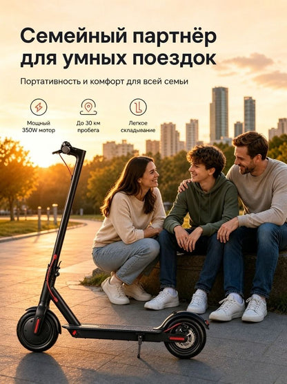 Электросамокат M365, 36V 350W, складной для взрослых, аккумулятор 4000-7800 мАч, запас хода до 30 км, портативный