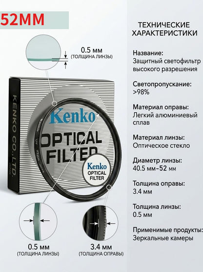 CPL-фильтр 40.5-52 мм, сверхтонкий из оптического стекла, многослойное просветление, для объективов фотоаппаратов