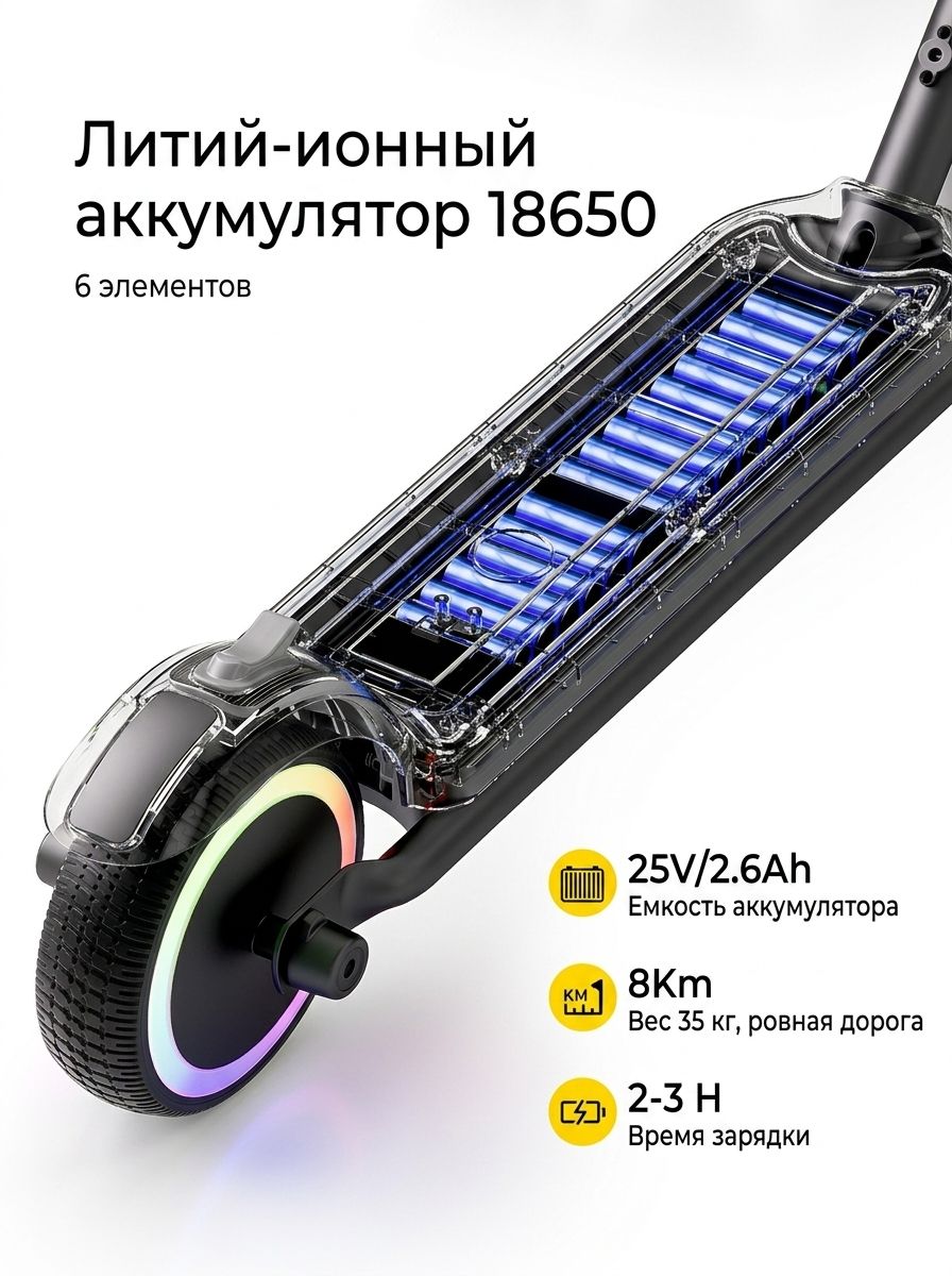 Электросамокат для детей 6.3 дюймов, складной мини, двухколесный, легкий и портативный