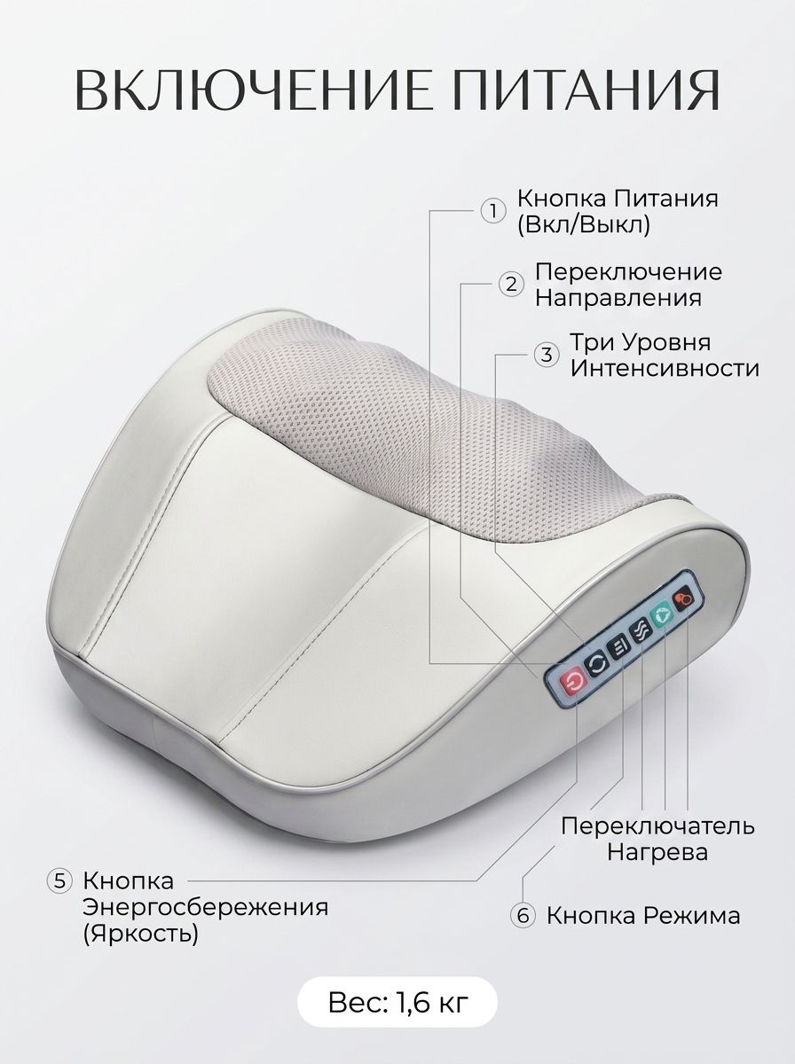 Универсальный массажер-подушка для шеи и плеч с подогревом, для спины и поясницы, автоматический, домашний