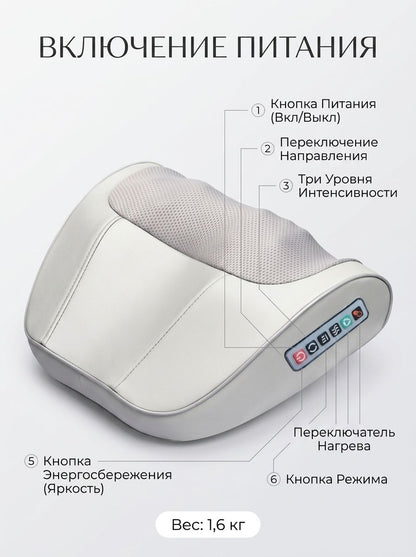 Универсальный массажер-подушка для шеи и плеч с подогревом, для спины и поясницы, автоматический, домашний