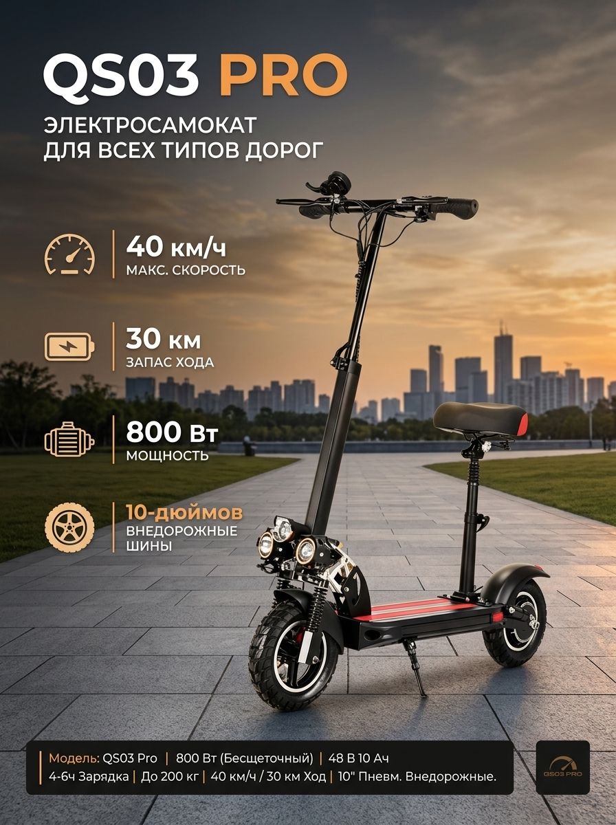 Электросамокат 800 Вт 10 дюймов складной для взрослых, запас хода до 60 км, для ежедневных поездок на работу