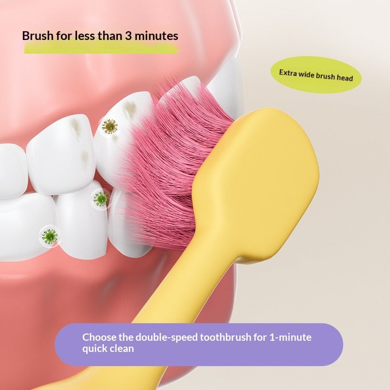 小胖墩云柔抑菌儿童牙刷单支装 多巴胺色宽头细软毛牙刷