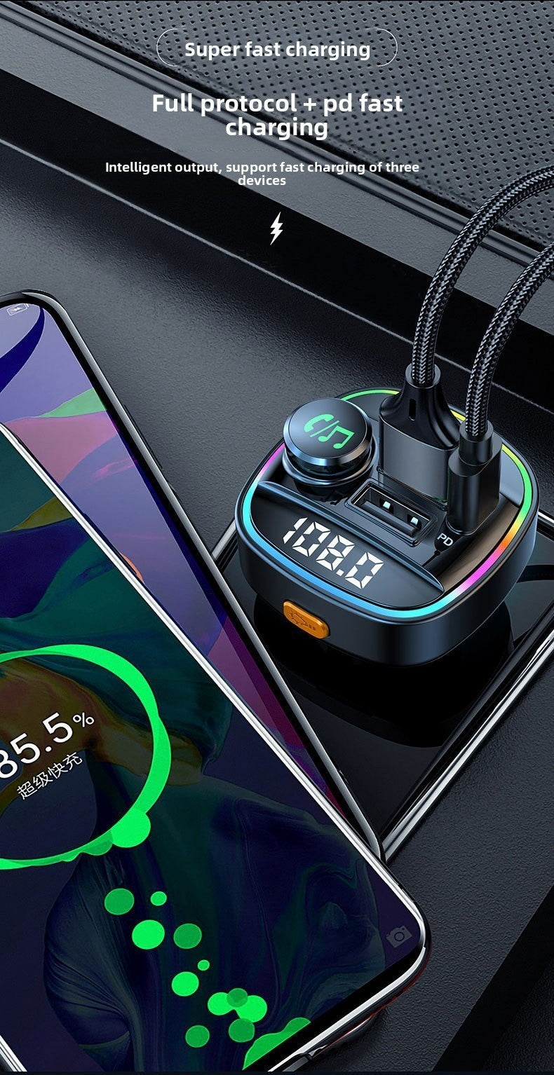 Bluetooth Car Receiver MP3 Player Dual Display Voltage PD Fast Charger