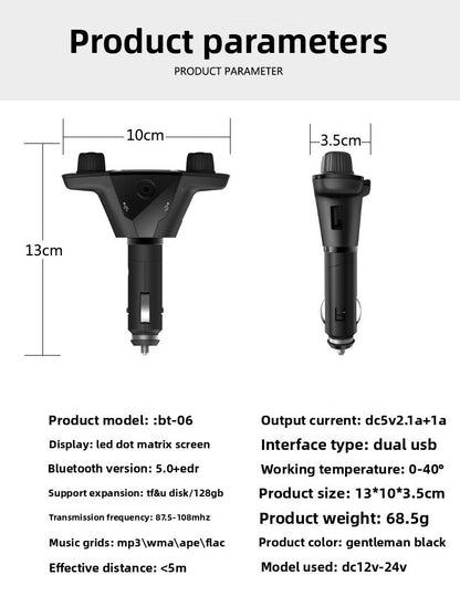 BT06 Bluetooth Car FM Transmitter MP3 Player QC3.0 Fast Charging Handsfree