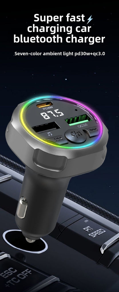 C63 Bluetooth Speakerphone Car FM Transmitter Super Fast Charging Visor Clip