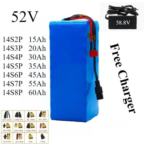 52V 50Ah 14S7P Li-ion Power Battery Pack for Mountain Electric Bike E-Bicycle