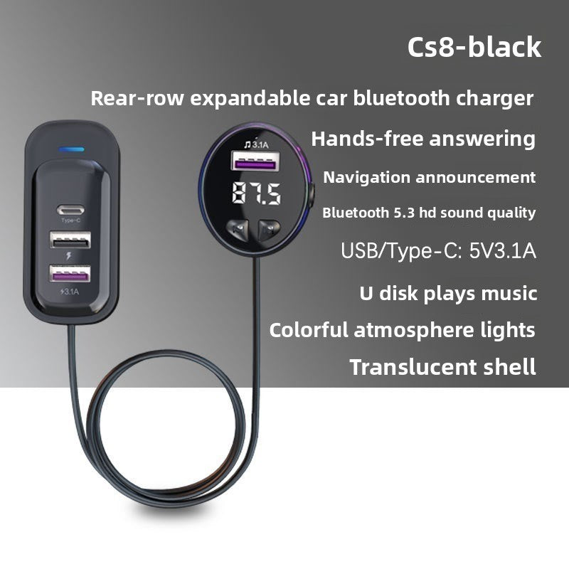 Bluetooth Car FM Transmitter MP3 Player RGB Light QC3.0 Fast Charging