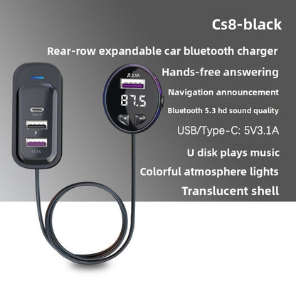 Bluetooth Car FM Transmitter MP3 Player RGB Light QC3.0 Fast Charging