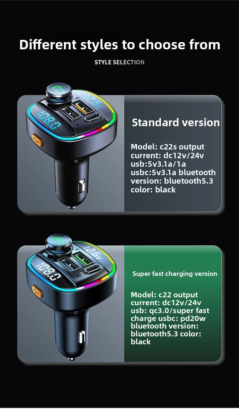 Bluetooth FM Transmitter Car MP3 Player Dual USB Fast Charger HD Dual Display
