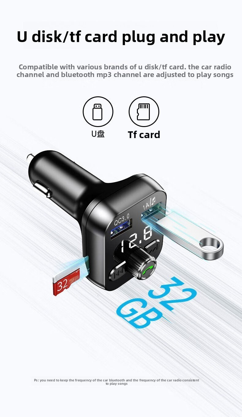 s12 Cigarette Lighter Bluetooth Car MP3 Player FM Transmitter USB Flash Drive US