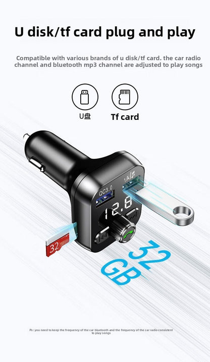 s12 Cigarette Lighter Bluetooth Car MP3 Player FM Transmitter USB Flash Drive US