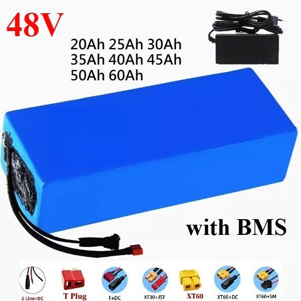 48V 50Ah 13S8P Rechargeable Li-ion Battery Pack with BMS for E-Scooter E-bike