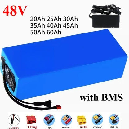 48V 50Ah 13S8P Rechargeable Li-ion Battery Pack with BMS for E-Scooter E-bike