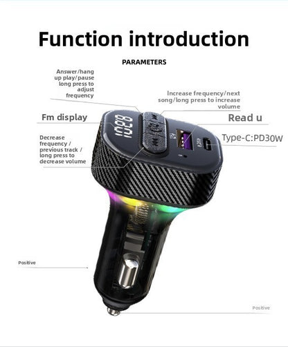 Hands-Free Bluetooth FM Transmitter MP3 Player PD Fast Car Charger