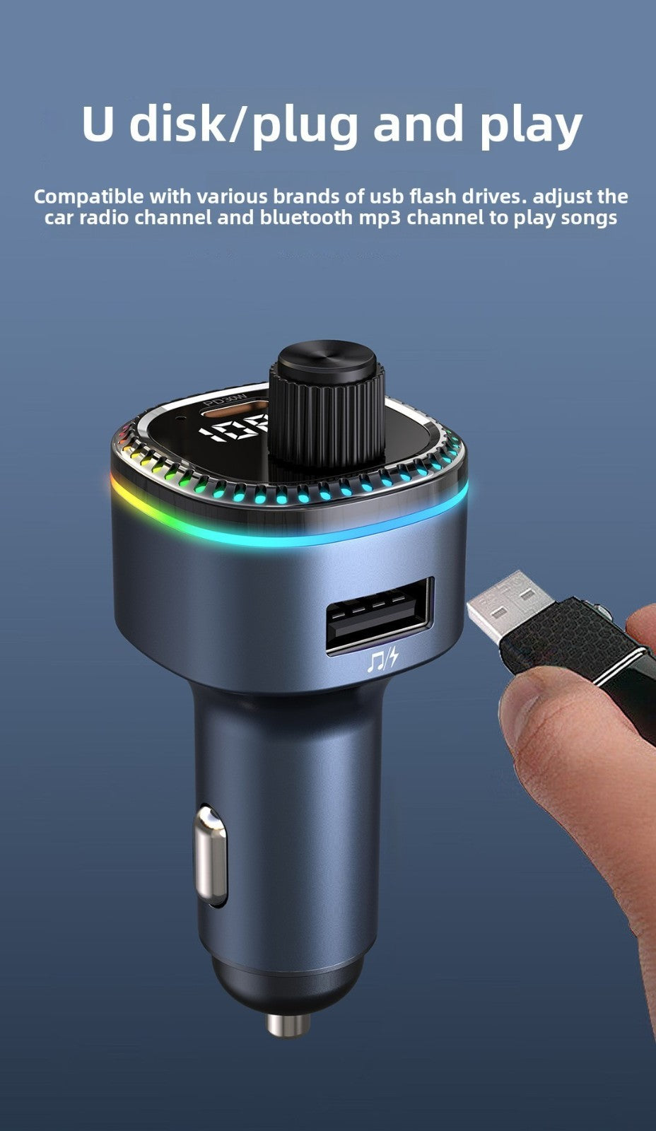 Fast Charging Bluetooth Car FM Transmitter MP3 Player Dual USB Port