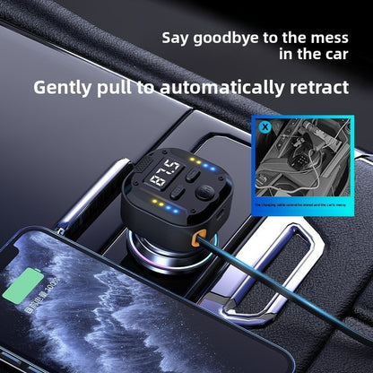 Super Fast Flash Charging Retractable Bluetooth Car Charger Dual USB Cigarette