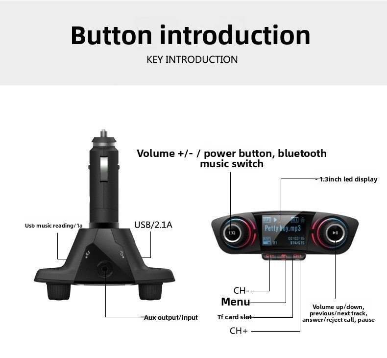 BT06 Bluetooth Car FM Transmitter MP3 Player QC3.0 Fast Charging Handsfree