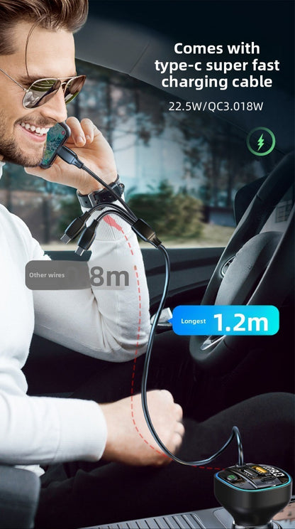 3-in-1 Car Charger Bluetooth MP3 Player FM Transmitter Digital Display Cigarette