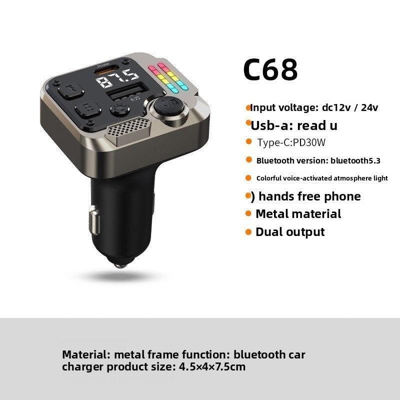 Dual Port Bluetooth Car Charger PD Fast Charging FM Transmitter MP3 Player