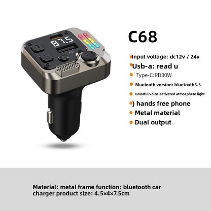 Dual Port Bluetooth Car Charger PD Fast Charging FM Transmitter MP3 Player