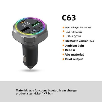 Car Bluetooth Speakerphone FM Transmitter Super Fast Charger Visor Clip Kit