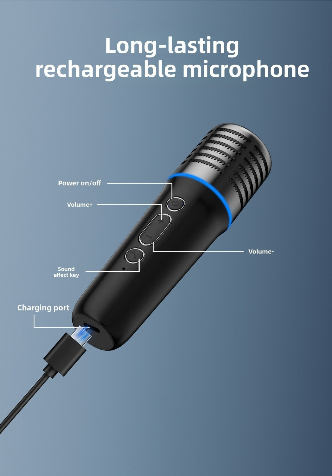 Wireless Bluetooth Karaoke Microphone Car MP3 Player FM Transmitter Charger