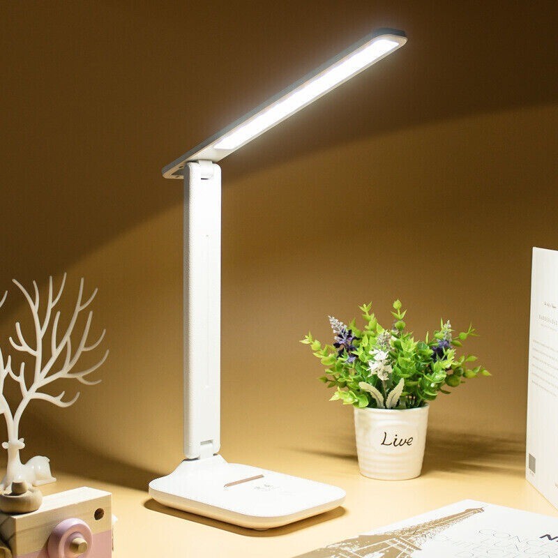 Dimmable LED Desk Light Touch Sensor Table Bedside Reading Lamp USB Rechargeable