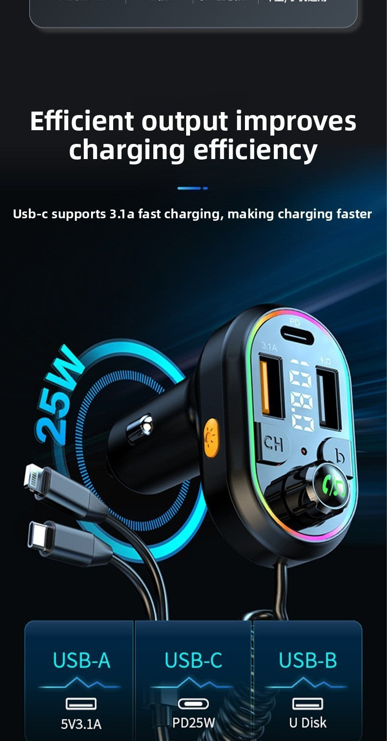 Car Charger Bluetooth FM Transmitter MP3 Player Dual USB Cigarette Lighter