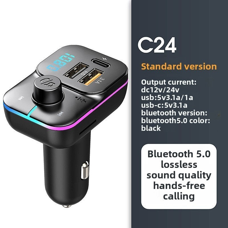 Bluetooth Car Receiver MP3 Player Dual Display Voltage PD Fast Charger