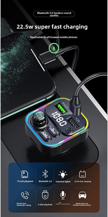 Car MP3 Player Bluetooth FM Transmitter with Fast Charging Dual USB