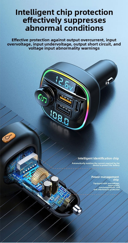 Car Bluetooth FM Transmitter MP3 Player Dual USB Fast Charger Dual Display