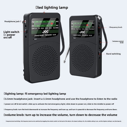 JOC FM AM SW Radio Portable Full Band Multi Band Shortwave Receiver