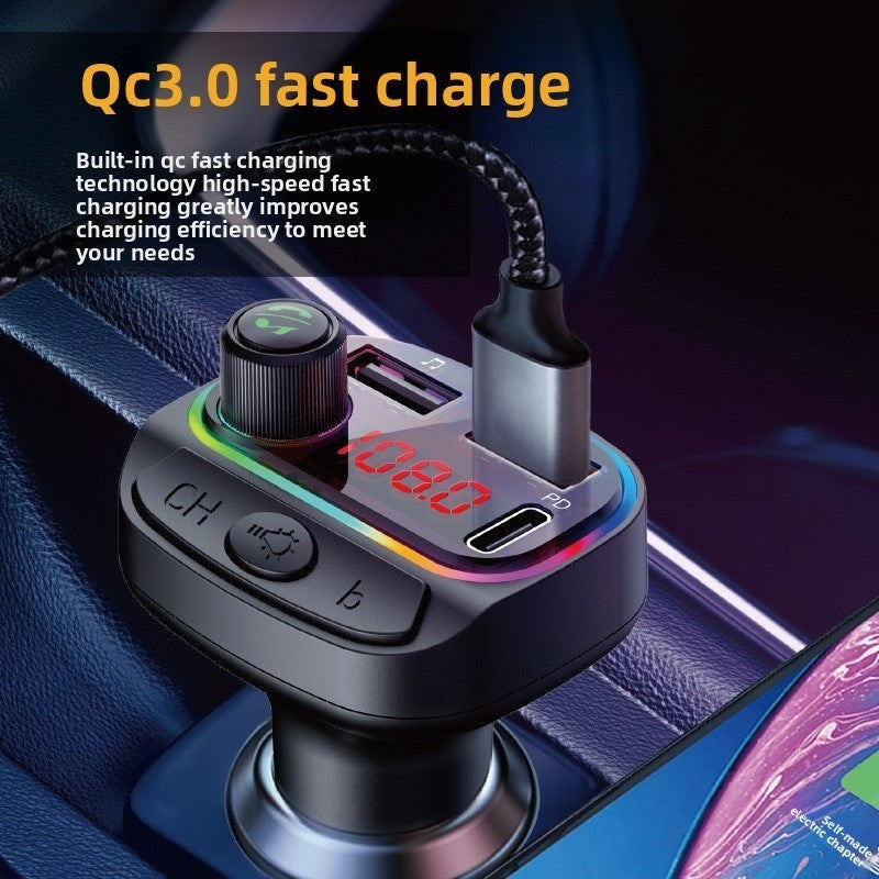 Bluetooth Car FM Transmitter MP3 Player RGB Light QC3.0 Fast Charging