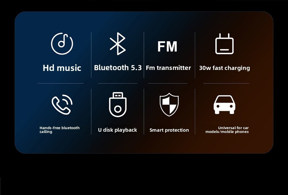 Handsfree Bluetooth Car FM Transmitter MP3 Player PD 30W Fast Charger