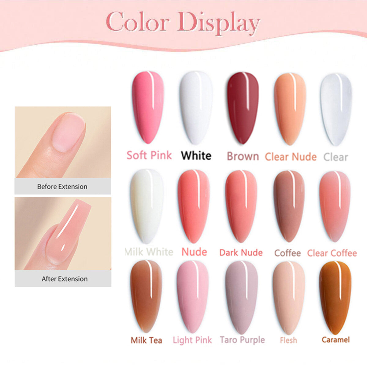 Acrylic Extension Poly Nail Gel Kit Quick Building Complete Tools Brush Form Set
