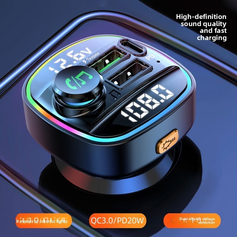 Bluetooth Car Receiver MP3 Player Dual Display Voltage PD Fast Charger