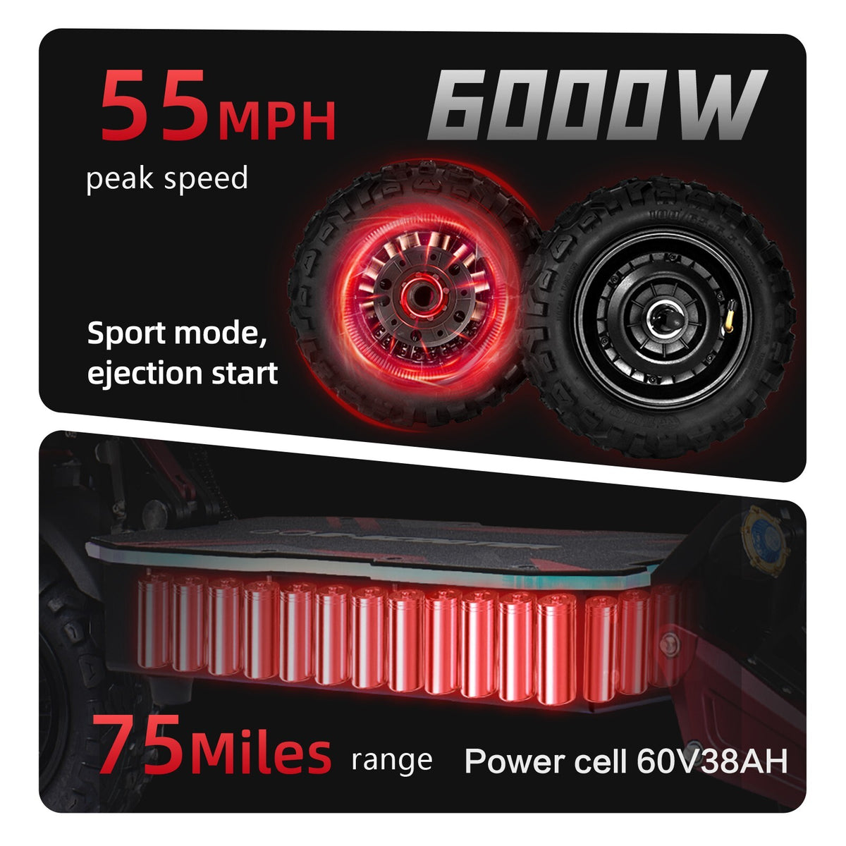 6000W85KM/H Off Road E Electric Scooter Adults with Seat Dual Motor Folding